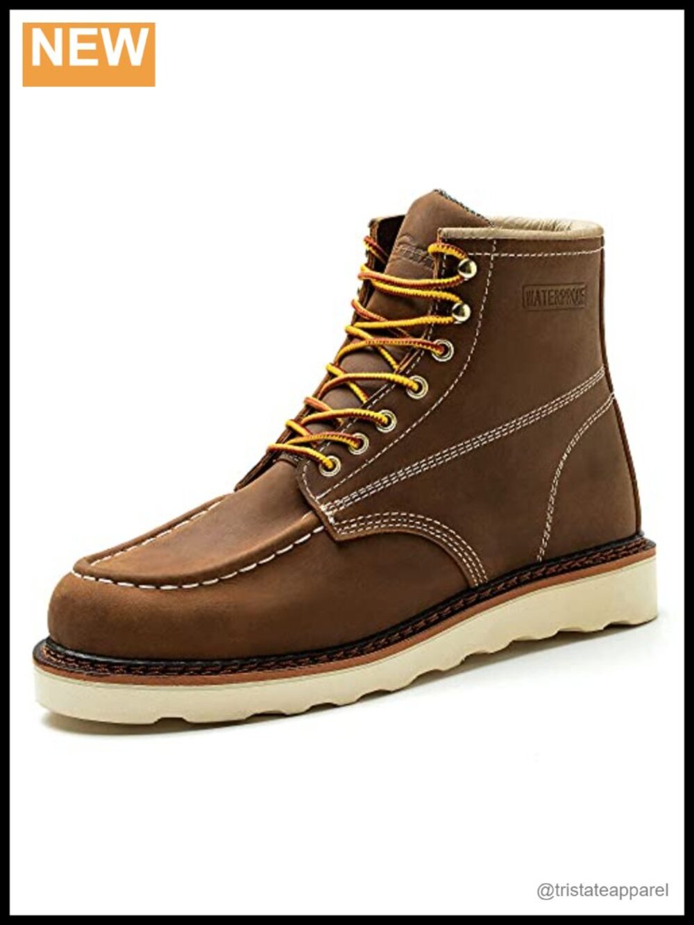 Men's 6 Inch Wedge Soft Toe Work Boots Waterproof Leather Construction Boots
